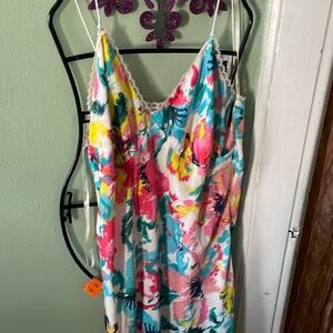 Forever21 Floral lace trim slip dress